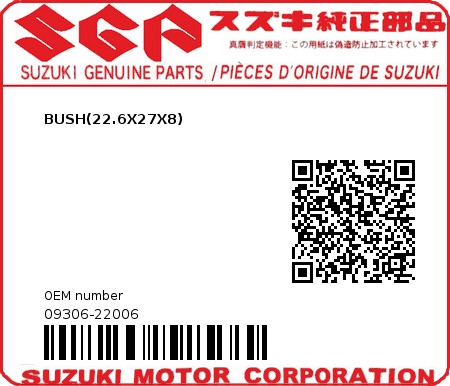 Product image: Suzuki - 09306-22006 - BUSH  0