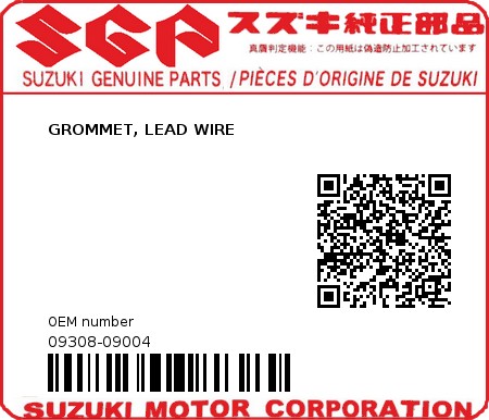 Product image: Suzuki - 09308-09004 - GROMMET, LEAD WIRE          0