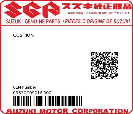 Product image: Suzuki - 09320C09016J000 - CUSHION  0