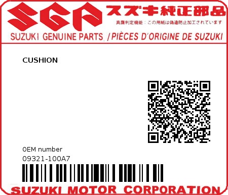 Product image: Suzuki - 09321-100A7 - CUSHION  0