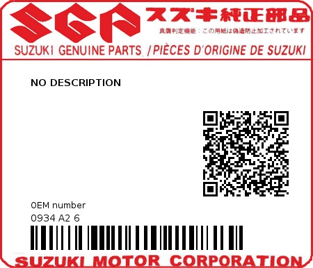 Product image: Suzuki - 0934 A2 6 - NO DESCRIPTION  0