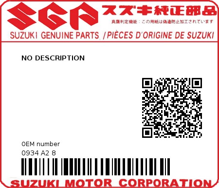 Product image: Suzuki - 0934 A2 8 - NO DESCRIPTION  0