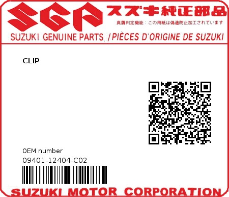 Product image: Suzuki - 09401-12404-C02 - CLIP  0