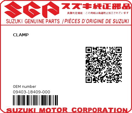 Product image: Suzuki - 09403-18409-000 - CLAMP  0