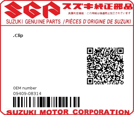 Product image: Suzuki - 09409-08314 - CLIP  0