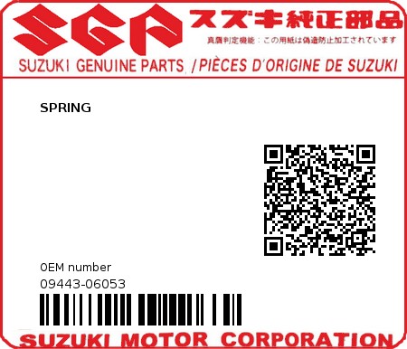 Product image: Suzuki - 09443-06053 - SPRING          0