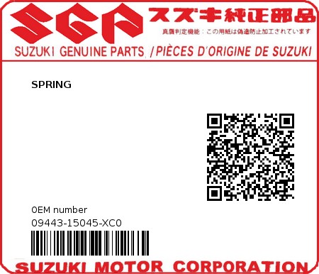 Product image: Suzuki - 09443-15045-XC0 - SPRING  0