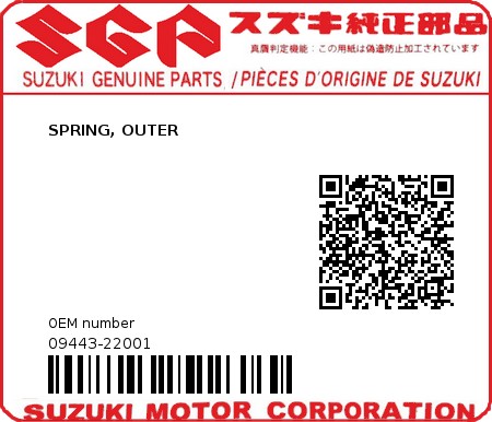 Product image: Suzuki - 09443-22001 - SPRING, OUTER  0