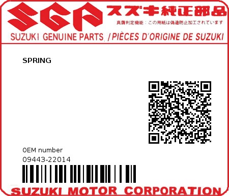 Product image: Suzuki - 09443-22014 - SPRING  0