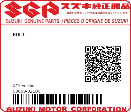 Product image: Suzuki - 09689-02E00 - BOLT          0