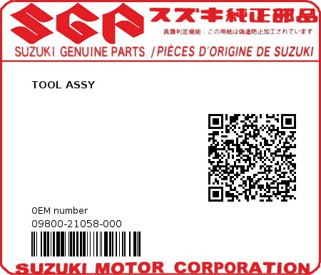 Product image: Suzuki - 09800-21058-000 - TOOL ASSY  0