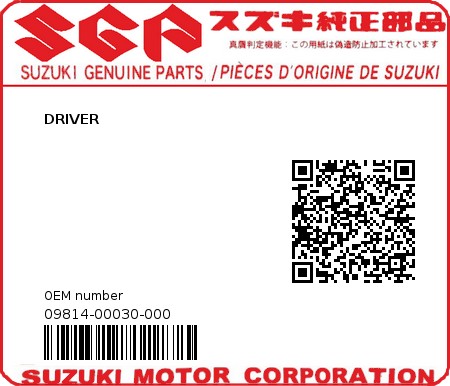 Product image: Suzuki - 09814-00030-000 - DRIVER  0