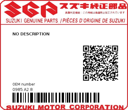 Product image: Suzuki - 0985 A2 8 - NO DESCRIPTION  0