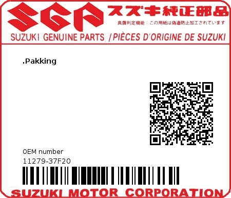 Product image: Suzuki - 11279-37F20 - .Pakking  0