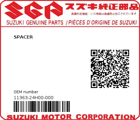 Product image: Suzuki - 11363-24H00-000 - SPACER  0