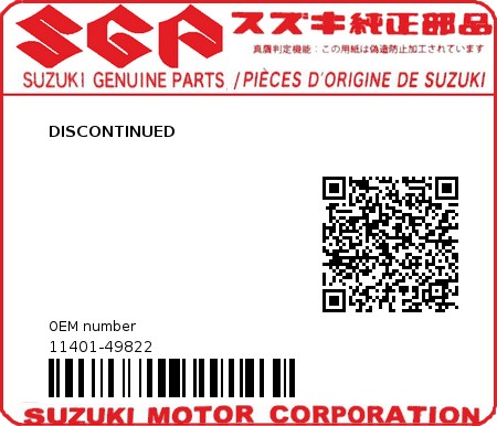 Product image: Suzuki - 11401-49822 - DISCONTINUED  0