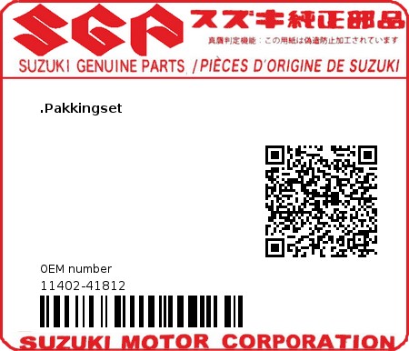Product image: Suzuki - 11402-41812 - GASKET SET  0