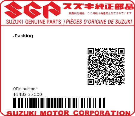 Product image: Suzuki - 11482-27C00 - GASKET,CL.COVER  0