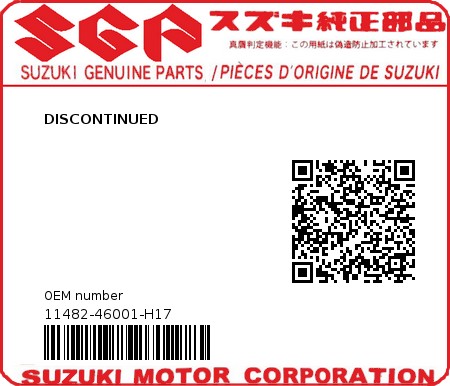 Product image: Suzuki - 11482-46001-H17 - DISCONTINUED  0