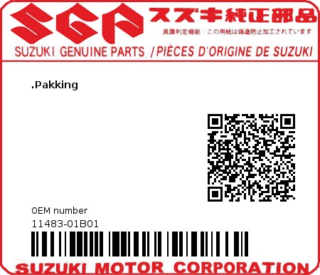 Product image: Suzuki - 11483-01B01 - .Pakking  0