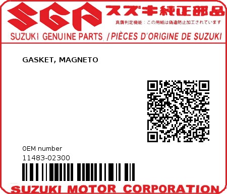 Product image: Suzuki - 11483-02300 - GASKET, MAGNETO          0