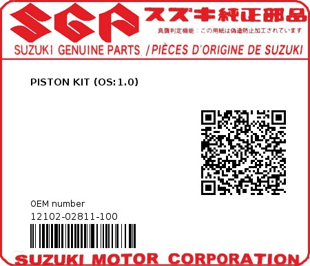 Product image: Suzuki - 12102-02811-100 - PISTON KIT (OS:1.0)  0