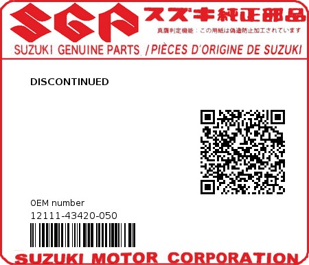 Product image: Suzuki - 12111-43420-050 - DISCONTINUED  0