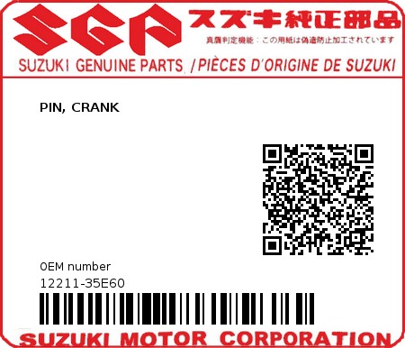 Product image: Suzuki - 12211-35E60 - PIN, CRANK          0