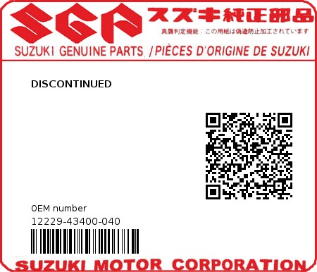 Product image: Suzuki - 12229-43400-040 - DISCONTINUED  0