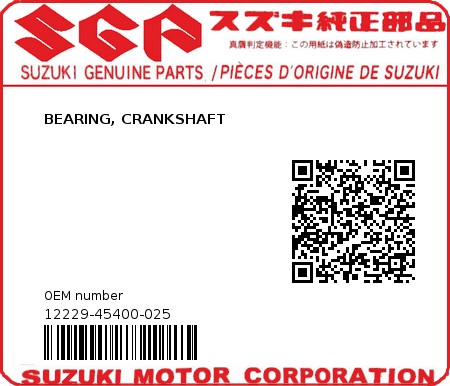 Product image: Suzuki - 12229-45400-025 - BEARING, CRANKSHAFT  0