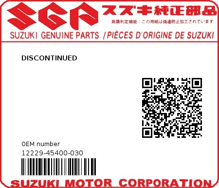 Product image: Suzuki - 12229-45400-030 - DISCONTINUED  0