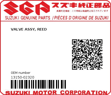 Product image: Suzuki - 13150-02320 - VALVE ASSY, REED          0