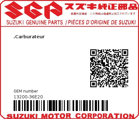 Product image: Suzuki - 13200-36E20 - CARBURETOR ASSY  0