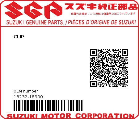 Product image: Suzuki - 13232-18900 - CLIP          0
