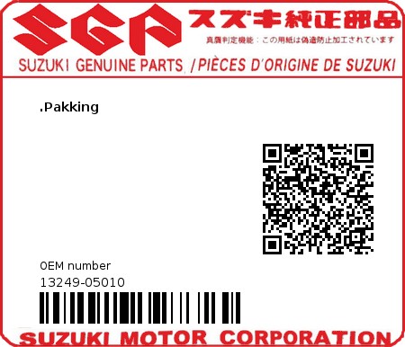 Product image: Suzuki - 13249-05010 - GASKET,DRAIN PL  0