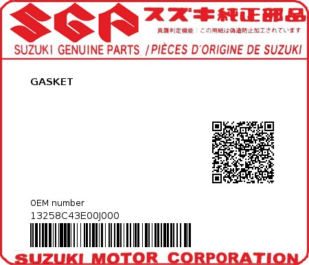 Product image: Suzuki - 13258C43E00J000 - GASKET  0