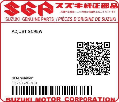 Product image: Suzuki - 13267-20B00 - ADJUST SCREW          0
