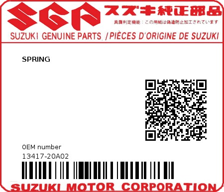 Product image: Suzuki - 13417-20A02 - SPRING  0