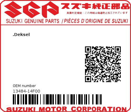 Product image: Suzuki - 13484-14F00 - .Deksel  0