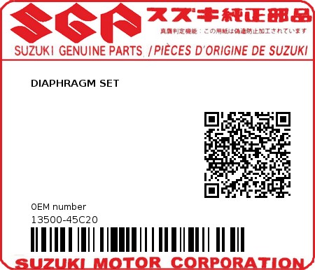 Product image: Suzuki - 13500-45C20 - DIAPHRAGM SET  0