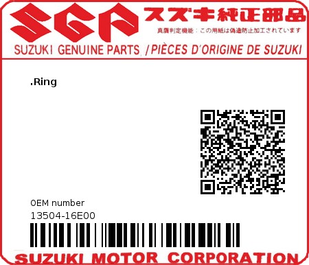 Product image: Suzuki - 13504-16E00 - RING  0