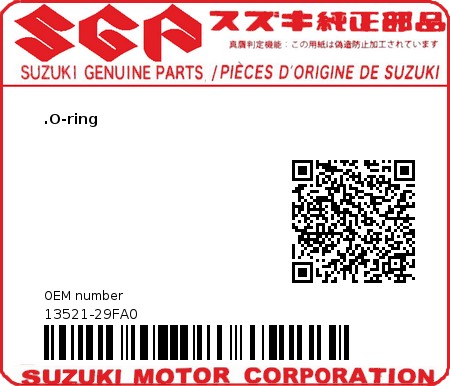 Product image: Suzuki - 13521-29FA0 - O RING  0