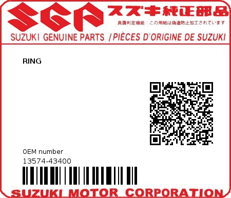 Product image: Suzuki - 13574-43400 - RING  0