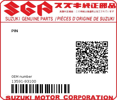 Product image: Suzuki - 13591-93100 - PIN          0