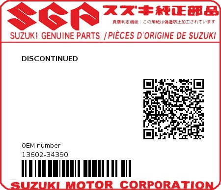 Product image: Suzuki - 13602-34390 - DISCONTINUED          0