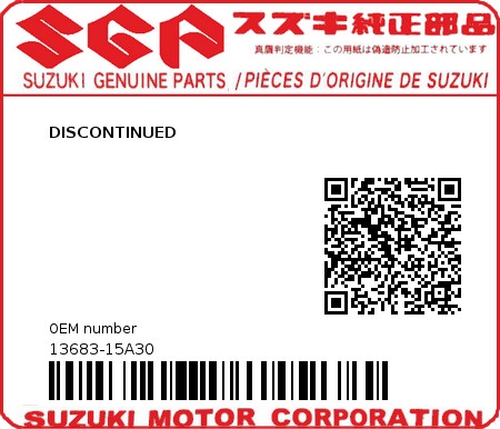 Product image: Suzuki - 13683-15A30 - DISCONTINUED  0