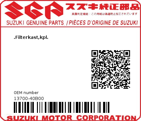Product image: Suzuki - 13700-40B00 - CLEANER ASSY  0