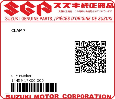 Product image: Suzuki - 14459-17K00-000 - CLAMP  0