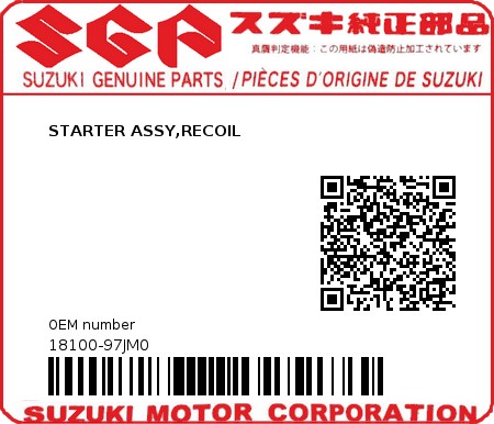 Product image: Suzuki - 18100-97JM0 - STARTER ASSY,RECOIL  0