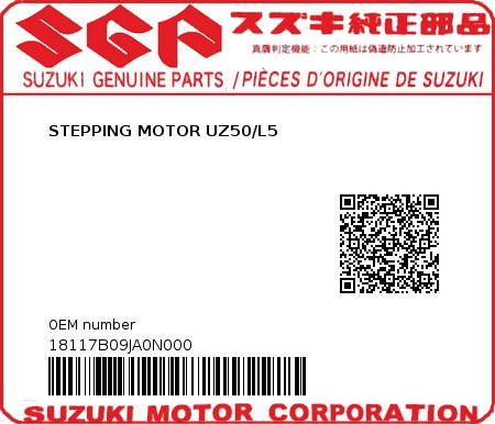 Product image: Suzuki - 18117B09JA0N000 - STEPPING MOTOR UZ50/L5  0